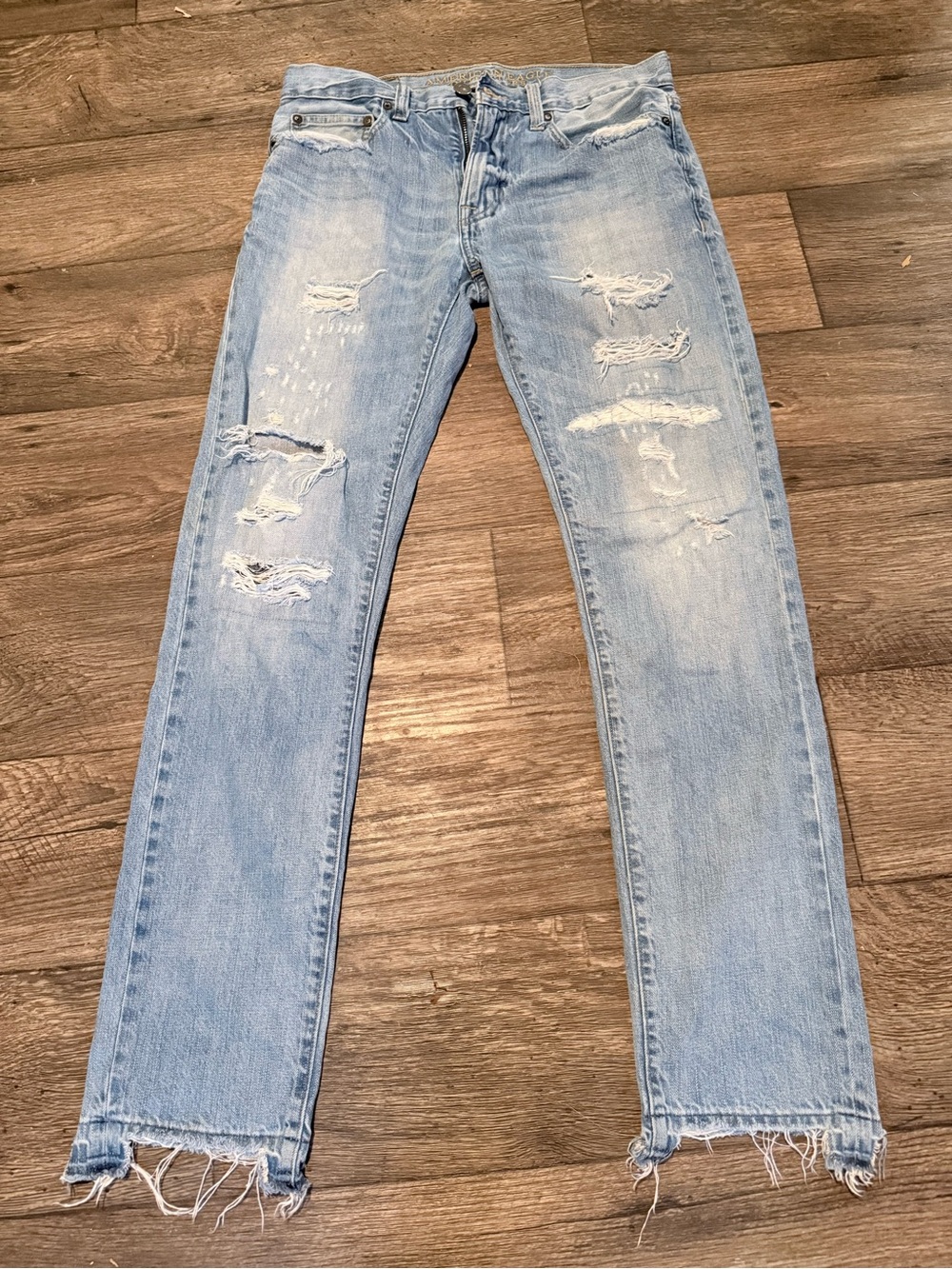 Old Navy Light Blue Distressed Straight Leg Jeans